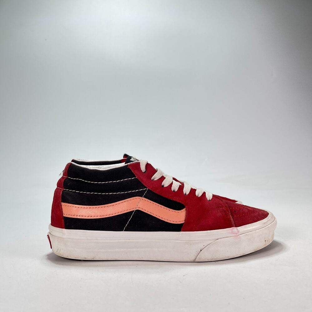 Vans Sk8-Mid Vintage Sport Black Red Lace Up Skate Shoes 721356 Women's Size 7